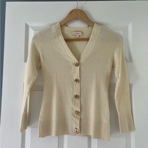 Tory Burch Merino Wool Cardigan Cream Small